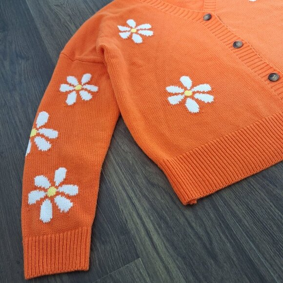 💙 Sweater Cardigan Oversized Floral Design Size L/XL Grandmacore Girly - Picture 5 of 8